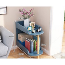 좁은 폭 스탠드 틈새 선반 책꽂이 자녀방 꾸미기, 2단 블루(24cm)