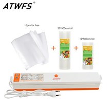 자동 식품 가정용 무선 산업용 업소용 진공포장기 atwfs 식품 진공 실러 포장 씰링 기계 포함 15pcs 가방 및 진공 가방 포장 롤 20cmx500cm +, 우리 플러그 110v