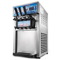 상업용 소프트 아이스크림 기계 18L/H 3 가지 맛 달콤한 콘 메이커 110V/220V 1200W, silver_Ex-factory price, silver+Ex-factory price