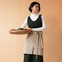 3초쿨 카페 하프 앞치마 고급형 바리스타 에이프런, 베이지, 1개