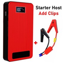 차량용 점프스터터 휴대용 자동차 점프 스타터 8000mah 자동차 점프 스타터 미니 전원 은행 비상 구조 시작 장치 자동차 용 led 스크린 런처가있는 배터리 부스터, 스타터 및 클립