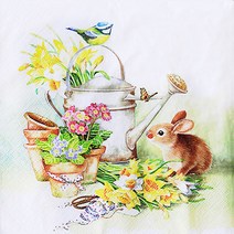 파스텔크래프트 ti-flair 냅킨아트 380013 Bunny with Watering Can 냅킨20매 33x33cm 1103, 20매입, 혼합색상