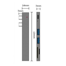 USB 허브 SD/TF 카드 판독기 알루미늄 합금 멀티 타입 C 케이블 어댑터 확장기 플러그 컴퓨터 액세서리, 01 Grey