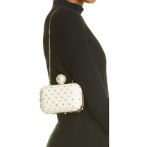 지미추 구름 Minaudière 스터드ded Lamb미국Skin 가죽 레더 Box CluTCh