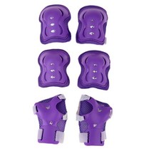 QDY 유아용 패드 팔꿈치 패드 스케이트보드 사이클링용 손목 보호대 인라인 스케이트 보호 장비 팩 6개 -, 플라스틱, 보라색
