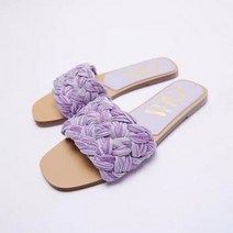 ZARA 자라 2022 캐쥬얼 플랫 페인팅 샌들 네모 위빙 슬리퍼