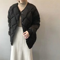 ZhiWei 카라 퍼 집업 포켓 패딩 겨울