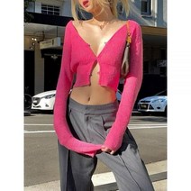 Wekeep Pink 귀여운 크롭 스웨터 적미 Y2k 긴 매 추 트 카 디 여 성 캐 주 라 하 얼 쿠 건 니 단 소 가 을 fairy wee core pink keep Fairc