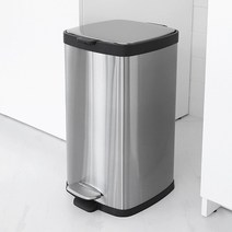 무소음 유압식 뚜껑 고급 스텐 사각 페달 휴지통 20L