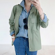 머쉬 여성용 포켓 하이넥 야상자켓