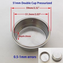 카페용품 커피머신수리 커피부품 51mm 더블 컵 커피 기계 가정용 메이커 부품 가압 필터 바구니 비 사전 1cup 2, [02] 2 cups   1 hole