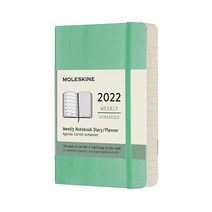 Moleskine 클래식 12개월 2022 주간 플래너 소프트 커버 포켓 (8.9 x 14.4cm(3.5 5.5인치) 블랙152804, Ice Green