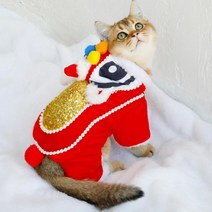 강아지한복 Spring Festival Funny Dog Clothes Year&39;s Pet Chinese Costume Dance Lion Party Red Luck, 02 M