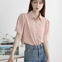 [VY] 여자 들러리룩 콩단추 엷은 핑크 썸머 블라우스