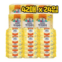 크리넥스 마이비데 화장실용 휴대용 물티슈 키즈 캡형 42매, 24팩