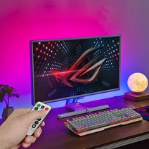 5V LED바 USB 줄 RGB 스트립 감성 홈PC방 컴퓨터 인테리어 붙이는 틱톡조명세트, 소리반응형, 50cm