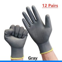 스노우 보드 스키 겨울 장갑 나일론 자동차 수리 작업 내마모성 다기능 보호, Gray 12 pairs, M