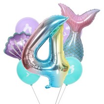 이벤트풍선 파티풍선 레터링풍선 인어 파티 풍선 32 인치 1 2 3 호일 번호 소녀 생일 장식 베이비 샤워 헬륨 글로브, 5.Number 4 - As picture