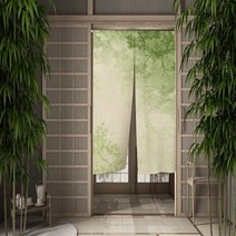 중문 커튼 방한 현관 방풍 가림막 공간 분리녹색 잎 문 커튼 식물 일본 파티션 걸이식 주방 침실 입구 장식, 70x150cm, 10 CLX00719_03 70x150cm