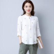 뉴욕멋쟁이 국내배송 피엘 포켓 플라워 블라우스 7부블라우스 버튼블라우스