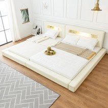 미코퍼니처 카밀라 저상형 패밀리침대 국내제작+본넬매트리스, 오픈형_아이보리, LED