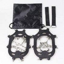 아이젠 19/23 치아 등반 아이젠 아이스 스노우 슈즈 부츠 트랙션 클리트 스테인레스 스틸 안티 슬립 그립, 04 23 Teeth-Black-M