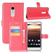 Alcatel a3 xl 용 alcatel u5 10 개/몫 lychee wallet 가죽 케이스 스탠드 카드 홀더, [05] 분홍색