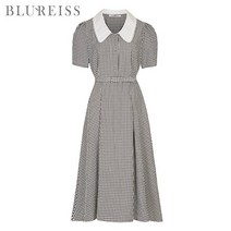 블루레이스 블루레이스 자수카라깅엄체크원피스_B2M1OP3141