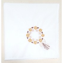 하얀레이스자수손수건꽃그림 직접 수놓은 순면60수 50*50