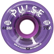 ATOM SKATES Outdoor 쿼드 롤러 휠 78A 펄스 블루 글리터 / 2팩 - 바퀴 8개 1299360, 2 packs - 8 wheels, 62x33 Purple