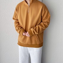 코튼 오버핏 빅사이즈 기모 아노락 박스 반집업 긴팔 맨투맨 티셔츠 (8color)