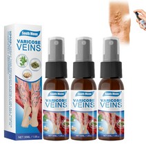 Bestevery 3 팩 정맥류 스프레이 30ml 및 거미 정맥 제거용 천연 허브 혈액 순환 개선 1, 1개