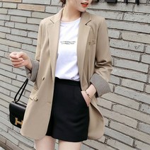 [이꾸띠] 시메루 여성 봄 가을 브이넥 카라 더블버튼 허리스트링 오피스 데일리 재킷