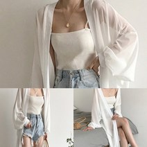 루즈핏 로브 롱가디건(L) (화이트) 여성로브가운 비치로브가디건