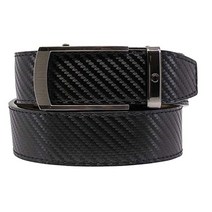 110369 브러시드 니켈 버클이 있는 Nexbelt Vetica 카본 블랙 래칫 골프 벨트