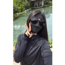 향기로운 썬텐지 배우는 전신 자외선차단 통기 아이스실크 한지마스크 덴탈마스크, C01-검정UPF50썬텐지 복면, T01-프리사이즈