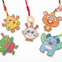 [ATOZ]미술재료 초등 나무목걸이 만들기 목걸이 외계인 줄, 쿠키/빨간색