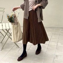 데일리앤 밴딩 플리츠 롱 벨벳 스커트 하객룩 주름치마 더슨