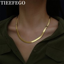 스네이크목걸이 뱀줄목걸이 18k 14k 실버 두줄 목걸이 TIEEFEGO 패션 24K 골드 목걸이 4MM/40-45-50-55cm