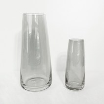 심플 라운드 물방울 투명 유리 화병 꽃병 2종 세트, 블랙