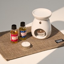 사티아 오일 버너 세트, 01.나그참파오일+버너+무향캔들, 카키 베이지, 블루 성냥