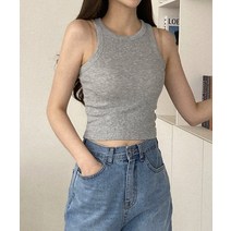 올데이 잔골지 홀터넥 크롭 나시