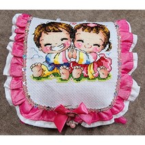 색동커플십자수주차쿠션완성품선물용으로도좋아요