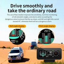 GPS HUD Vjoycar 새로운 M60 자동차 나침반 경사계 4x4 속도계 GPS HUD 게이지 슬로프 디지털 틸트 미터 오, 한개옵션0
