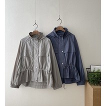 슈가 데일리룩 루즈핏 사파리 셔링 여성 후드야상