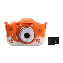 폴라로이드카메라 용디지털 카메라 20MP HD 스크린 32GB 카드가 있는 비디오 2 인치 미니 사진 남아 여아용, 08 X10 Orange 32G