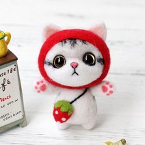 호미호비 양모펠트 만들기재료세트, 고양이시리즈 2.딸기고양이