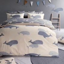 [키즈돔] [침대] 고래친구 면모달 차렵이불 패드세트(차렵이불+누빔패드+베개커버)