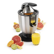 Princess 스테인리스 스틸 시트러스 압착기 Champion Juicer - 전문가용 레버 암 160와트 모터 감귤류용 범용 부착 장치 흐름 정지 기능 201852 실버-21141, 살롱 과즙 짜는기구 프로