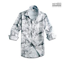 헤이브로 남성 7부 베이직 아사 셔츠 남방 밀리터리그레이